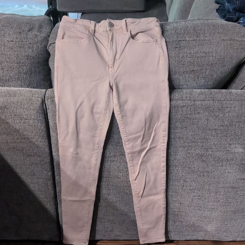 American Eagle Outfitters High Rise Jeggings Blush Light Pink Size 8 X Long